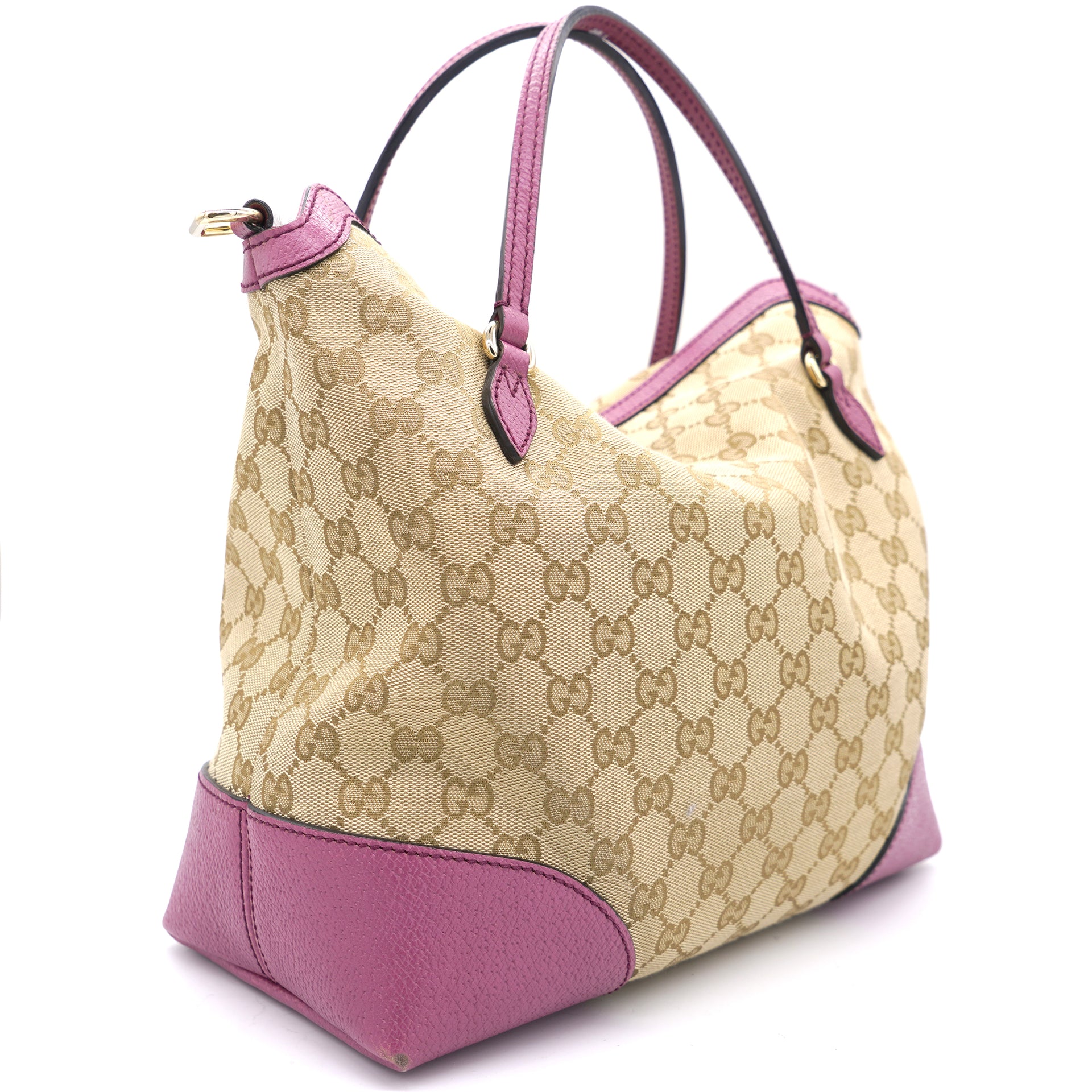 Gucci Bree Monogram GG Canvas Tote Small Beige/Pink in Leather/Canvas with  Gold-tone - US