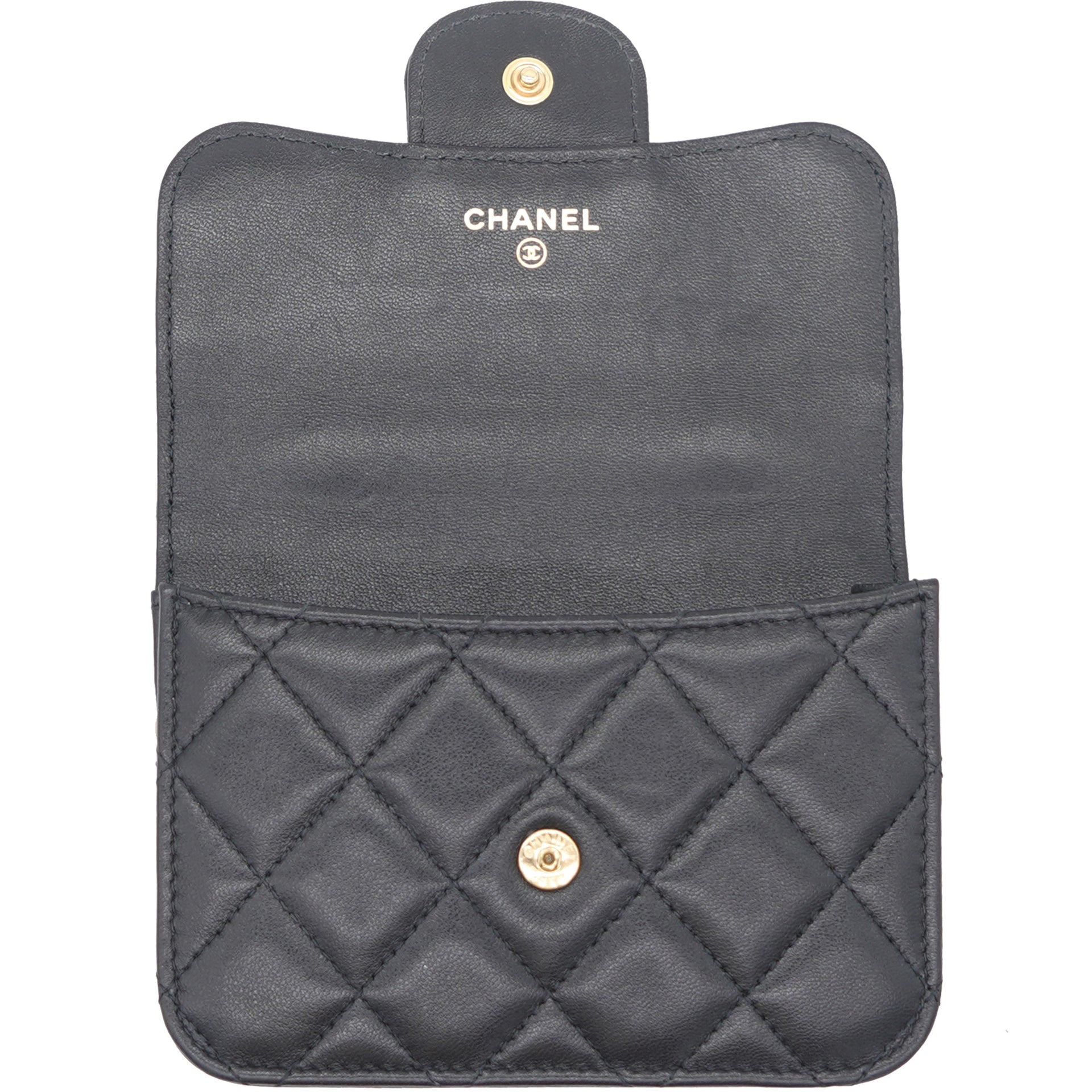 Black Quilted Leather Nano Top Handle Square Classic Flap Bag