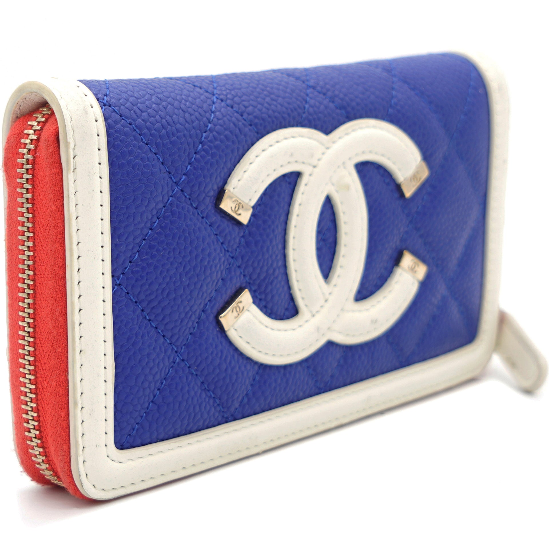 Chanel Small Zip Pouch Purse in Metallic Blue Caviar with Gold Hardware -  SOLD
