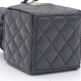 Lambskin Quilted Nano Cube Drawstring Bag Black