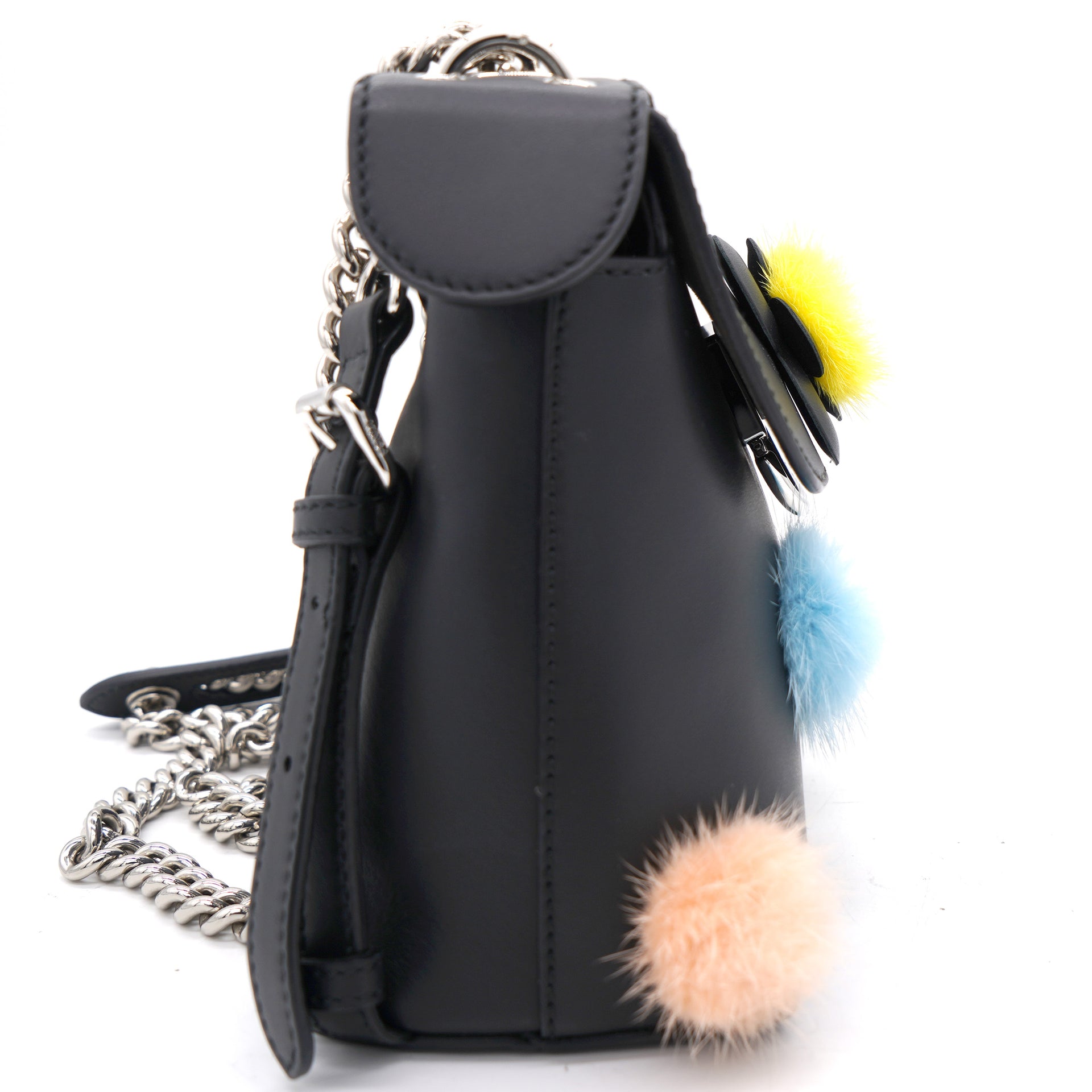 Backpack Pom Pom To School Black Leather Cross Body Bag