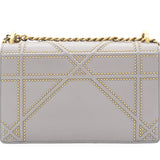 Grey Leather Medium Studded Diorama Flap Shoulder Bag