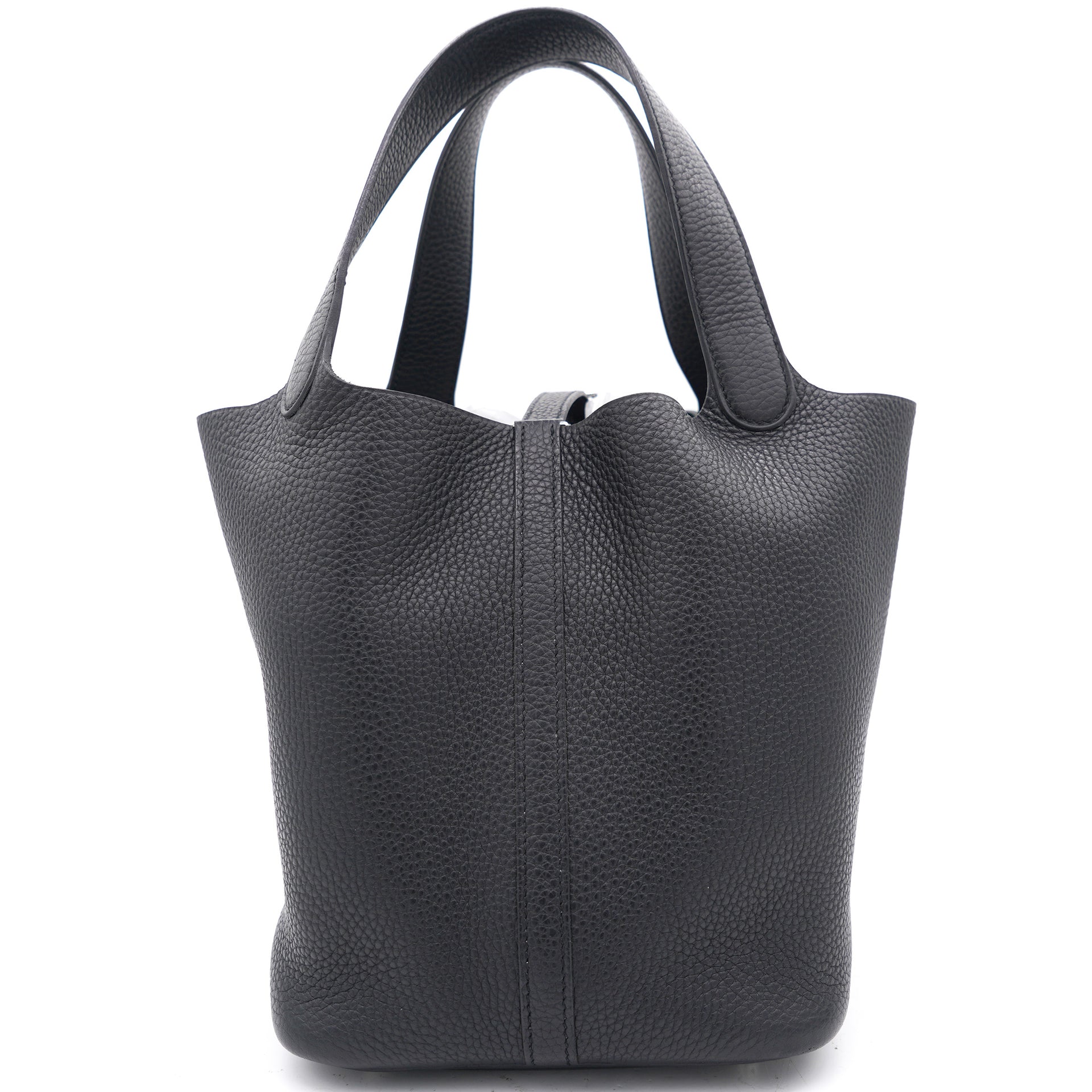 zaskiagotix carried L26 bag (Noir) in taurillon clemence leather with  shoulder strap & handles & palladium plated…