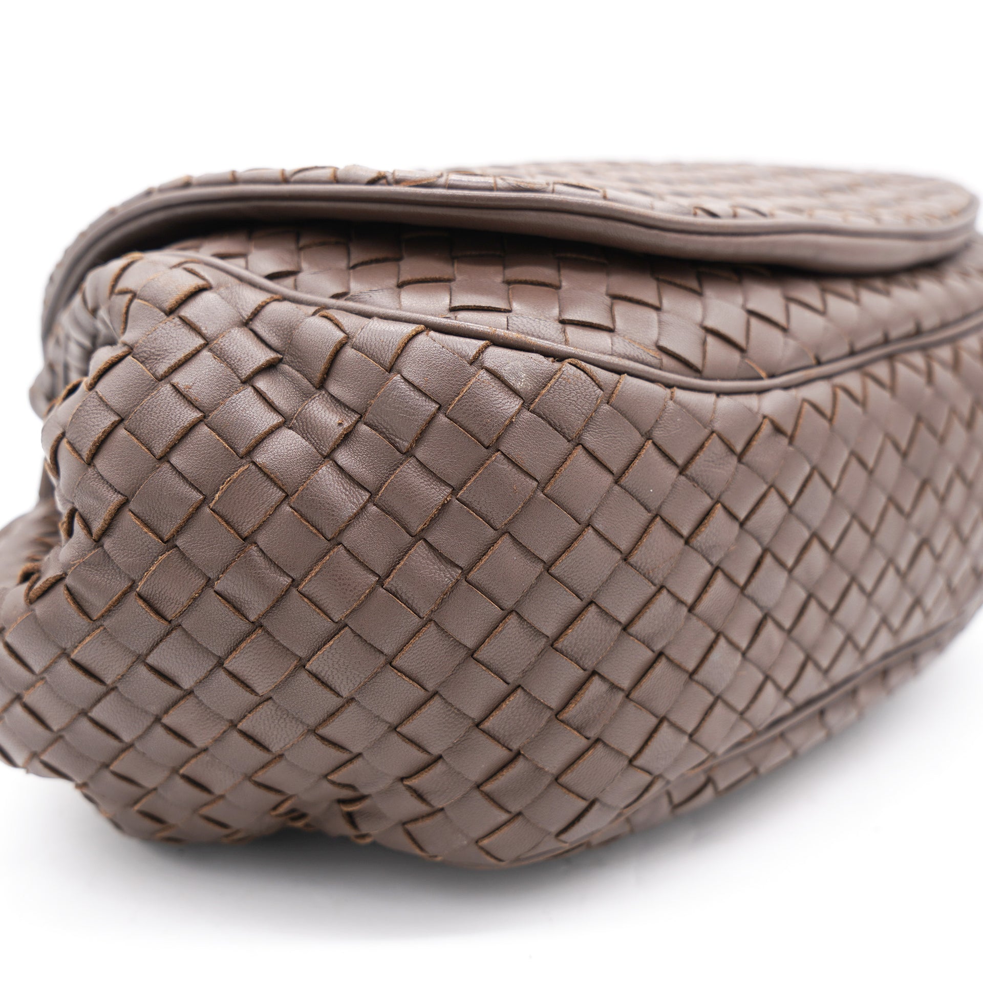 Bottega Veneta Chocolate Intrecciato Leather Drawstring Flap Crossbody Bag  – STYLISHTOP
