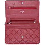 Lambskin Quilted Wallet On Chain WOC Red