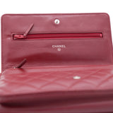 Lambskin Quilted Wallet On Chain WOC Red