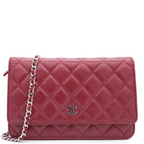 Lambskin Quilted Wallet On Chain WOC Red