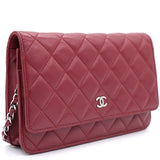 Lambskin Quilted Wallet On Chain WOC Red