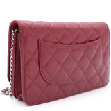 Lambskin Quilted Wallet On Chain WOC Red