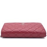 Lambskin Quilted Wallet On Chain WOC Red