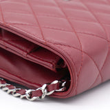 Lambskin Quilted Wallet On Chain WOC Red