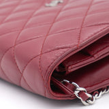 Lambskin Quilted Wallet On Chain WOC Red