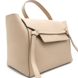 Light Taupe Leather Mini Belt Top Handle Bag