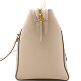 Light Taupe Leather Mini Belt Top Handle Bag