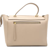 Light Taupe Leather Mini Belt Top Handle Bag