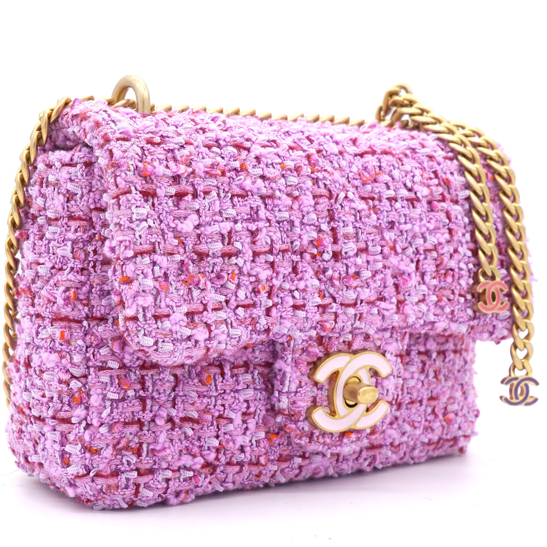 Chanel - Authenticated Gabrielle Handbag - Tweed Pink for Women, Very Good Condition
