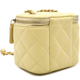 Yellow Quilted Mini Coco Beauty Vanity Case Pearl Crush