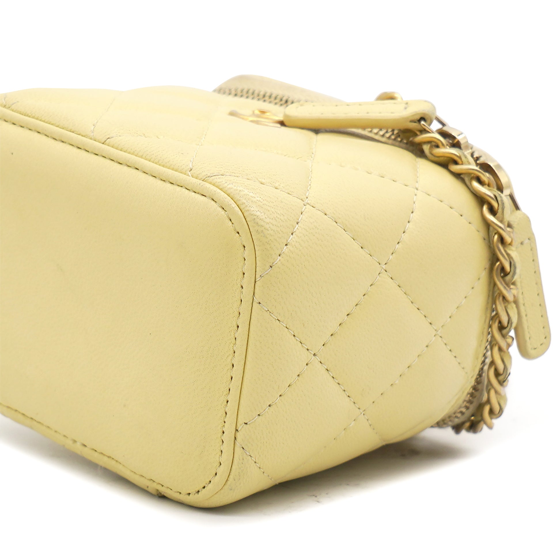 Yellow Quilted Mini Coco Beauty Vanity Case Pearl Crush