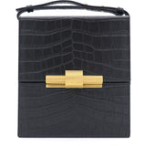 Calfskin Crocodile Embossed Daisy Box Crossbody Bag