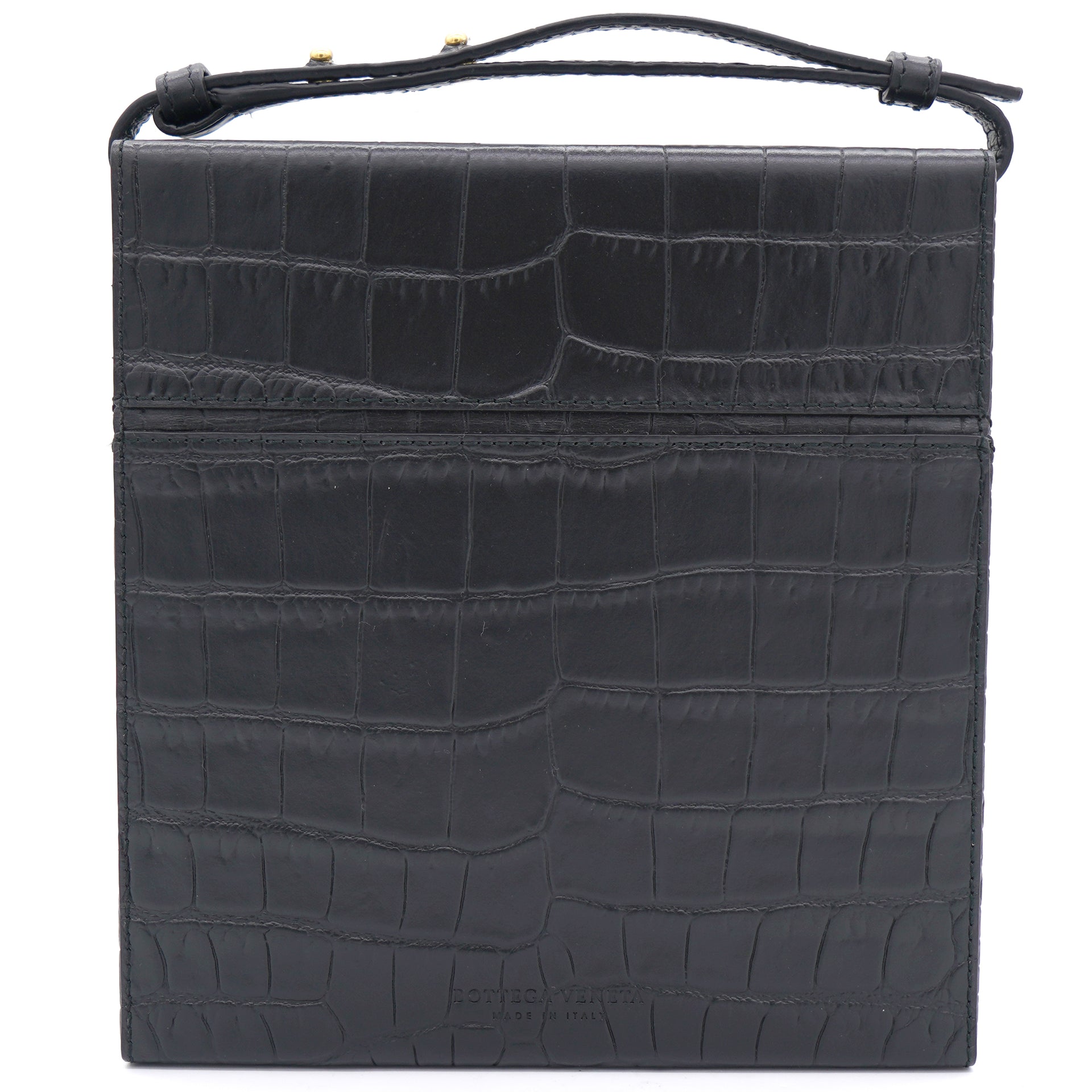 Calfskin Crocodile Embossed Daisy Box Crossbody Bag