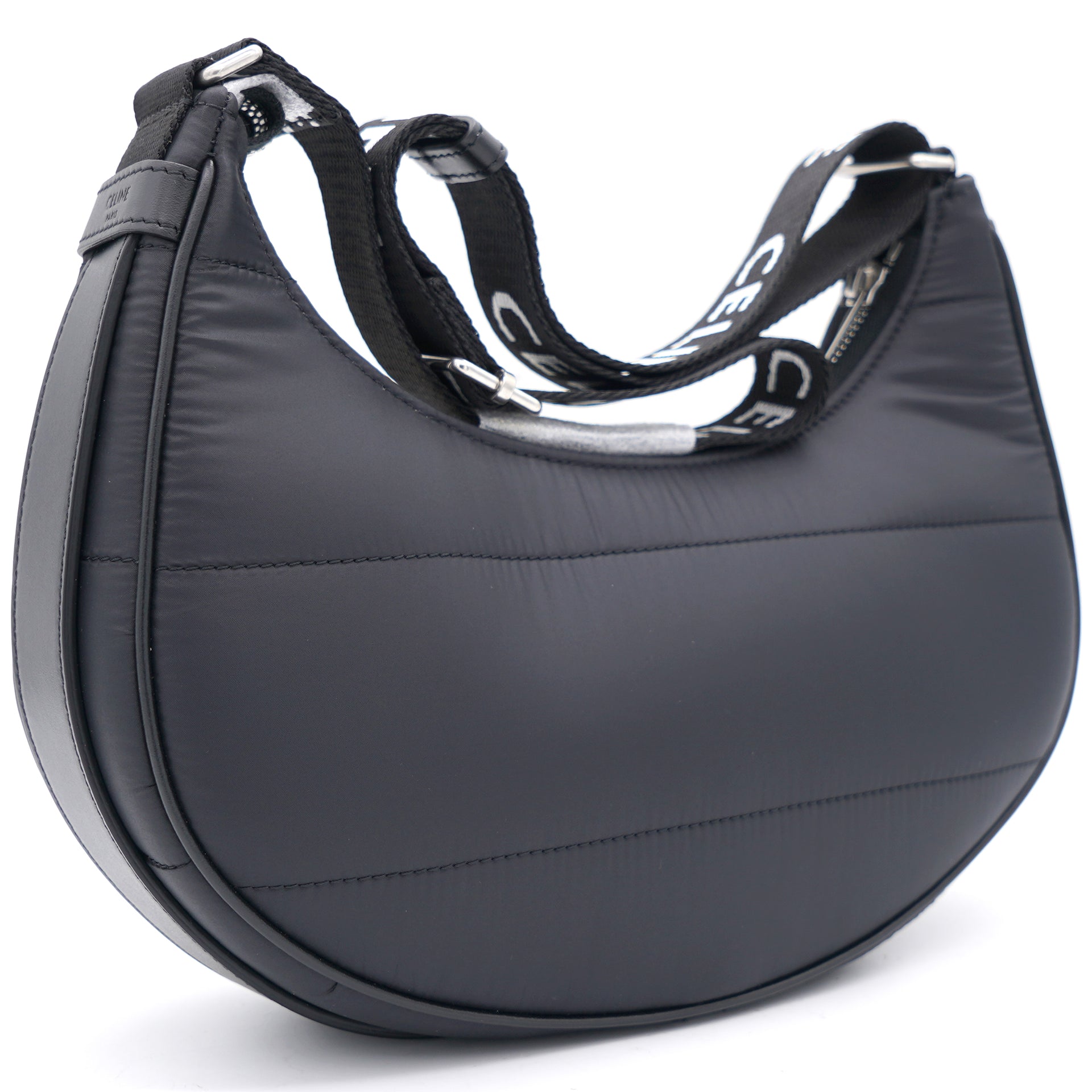 Nylon Medium Ava Triomphe Shoulder Bag With Strap Black