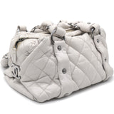 Distressed Lambskin Lady Braid Small Tote Light Grey