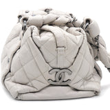 Distressed Lambskin Lady Braid Small Tote Light Grey