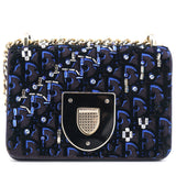 Velvet Crystal Small Diorama Club Flap Bag Navy