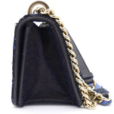 Velvet Crystal Small Diorama Club Flap Bag Navy