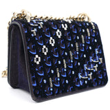 Velvet Crystal Small Diorama Club Flap Bag Navy