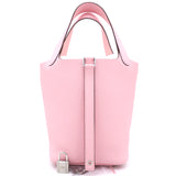 Rose Sakura 3Q Clemence Leather Picotin Lock 18 Bag