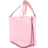 Rose Sakura 3Q Clemence Leather Picotin Lock 18 Bag