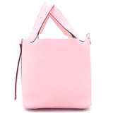 Rose Sakura 3Q Clemence Leather Picotin Lock 18 Bag