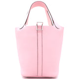 Rose Sakura 3Q Clemence Leather Picotin Lock 18 Bag