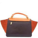 Tri-Color Leather and Suede Small Trapeze Top Handle Bag