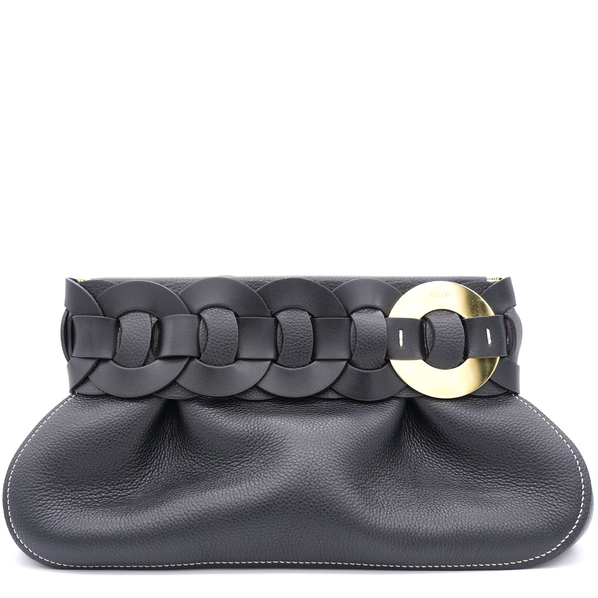 Chloe Nile Minaudiere Mini Motty Grey in Calf Leather with Gold