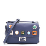 Micro Double Baguette Studded Leather Bag Navy