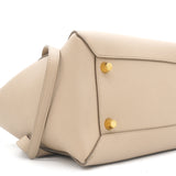 Light Taupe Leather Mini Belt Top Handle Bag