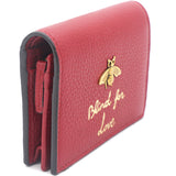 Red Leather Blind For Love Bee Accent Bifold Wallet