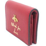 Red Leather Blind For Love Bee Accent Bifold Wallet