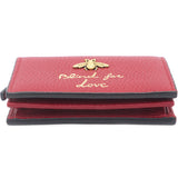 Red Leather Blind For Love Bee Accent Bifold Wallet