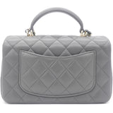 Lambskin Quilted Mini Top Handle Rectangular Flap Grey