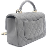 Lambskin Quilted Mini Top Handle Rectangular Flap Grey