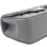 Lambskin Quilted Mini Top Handle Rectangular Flap Grey