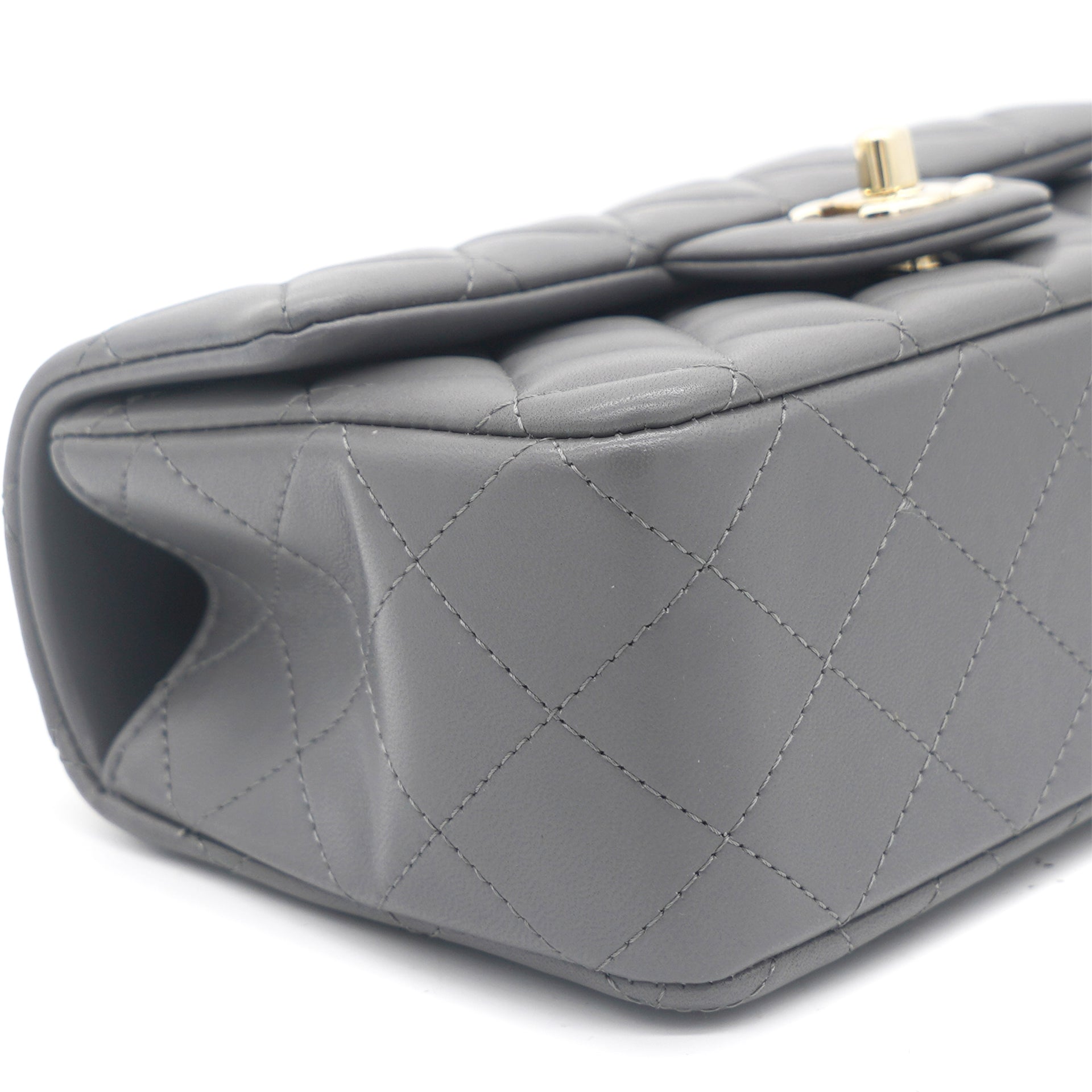 Lambskin Quilted Mini Top Handle Rectangular Flap Grey – Trends Luxe