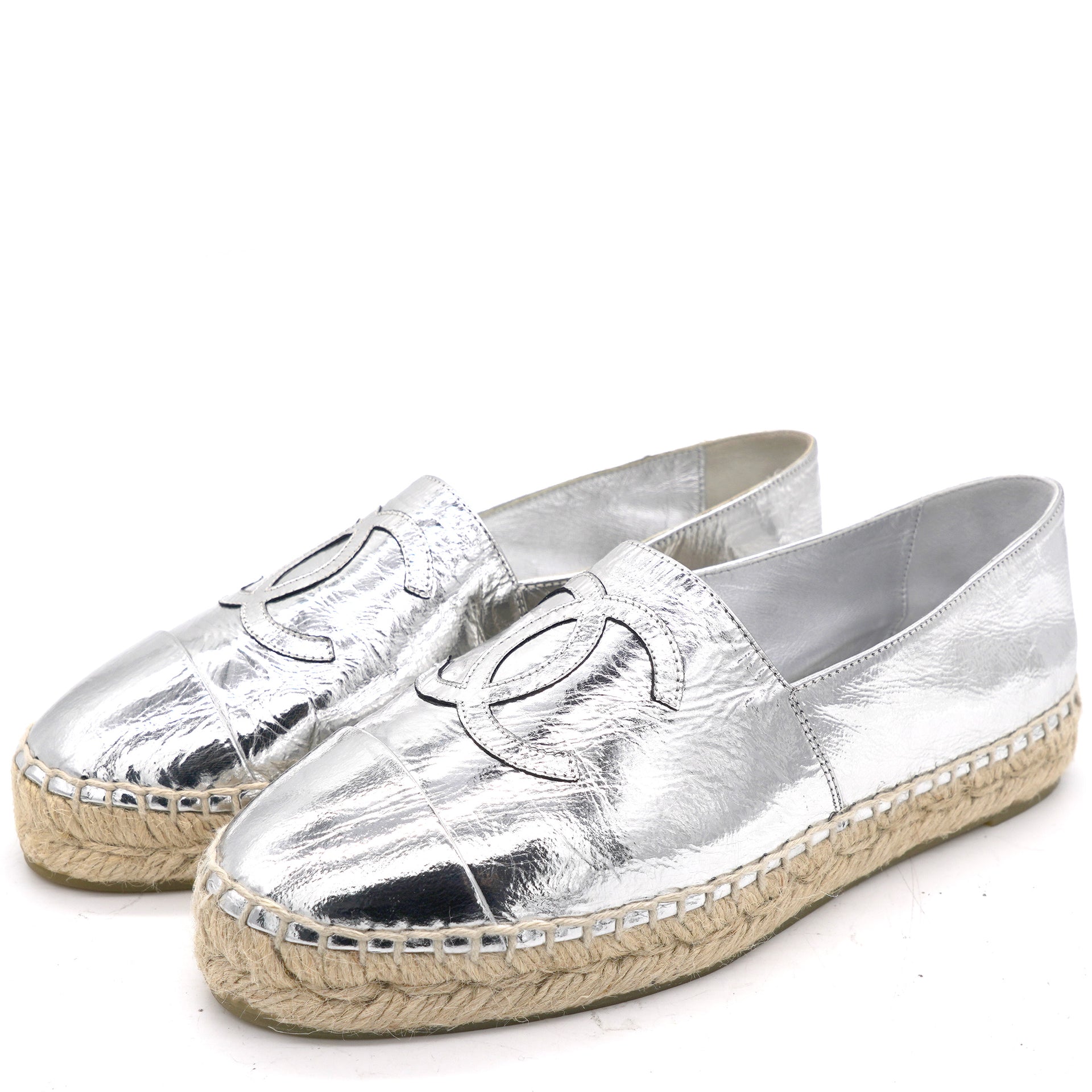 CHANEL CC Pearlized Ivory Espadrilles 36  More Than You Can Imagine