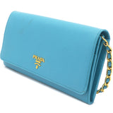 Blue Vitello Chain Wallet