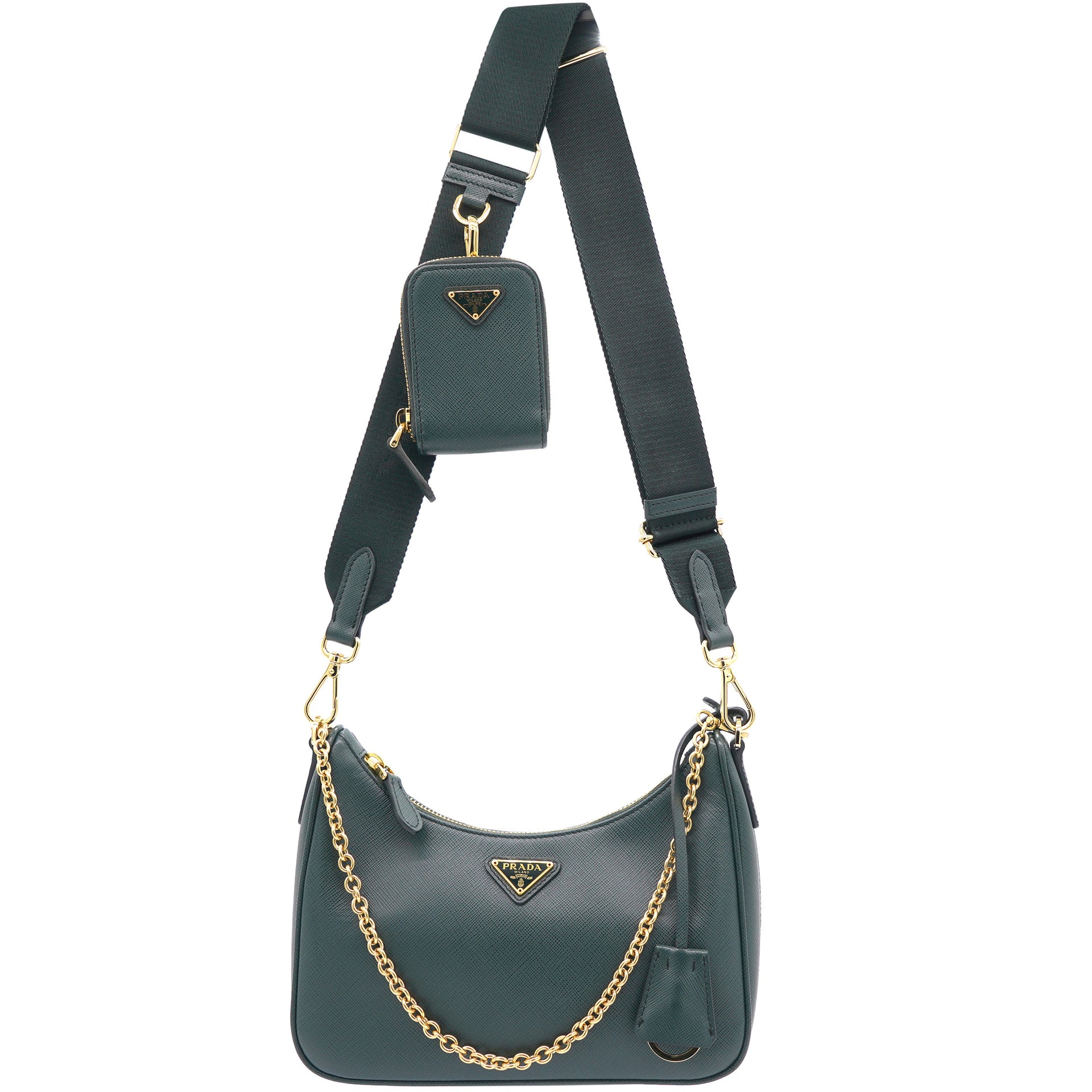 Prada Green Saffiano Lux Leather Re-Edition 2005 Shoulder Bag