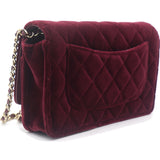 Velvet Quilted Pearl Crush Wallet On Chain WOC Burgundy