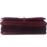 Velvet Quilted Pearl Crush Wallet On Chain WOC Burgundy